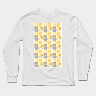 Atomic Age Mid-Century Pattern in Yellow and Grey Long Sleeve T-Shirt